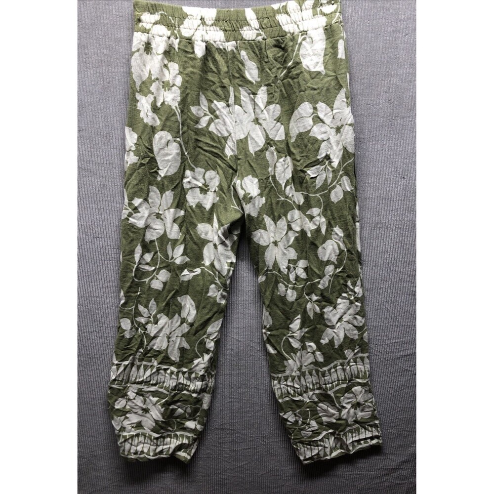 Sienna Sky Pants Women’s L Green Cream Floral Wide Leg Soft Lounge Boho Casual